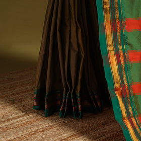 Brown - mercerized cotton ilkal saree with border 16