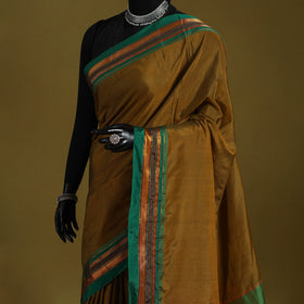 Brown - mercerized cotton ilkal saree with border 16
