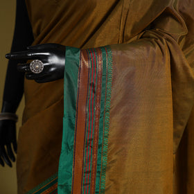 Brown - mercerized cotton ilkal saree with border 16