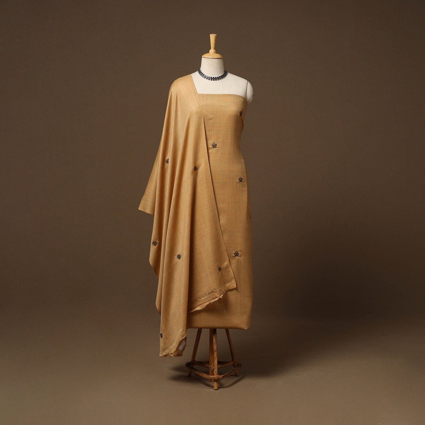 Merino wool hand embroidery 3pc unstitched dress material