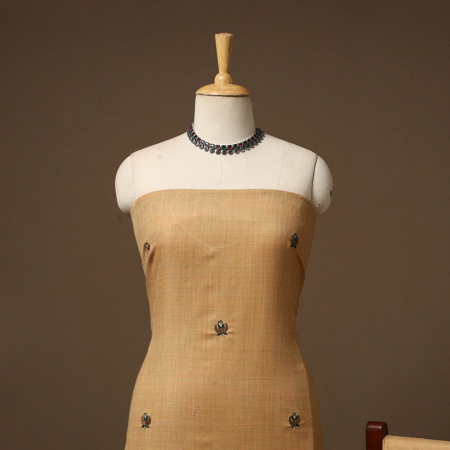 Merino wool hand embroidery 3pc unstitched dress material