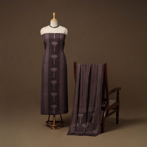 Merino wool natural dyed hand 3pc unstitched dress material