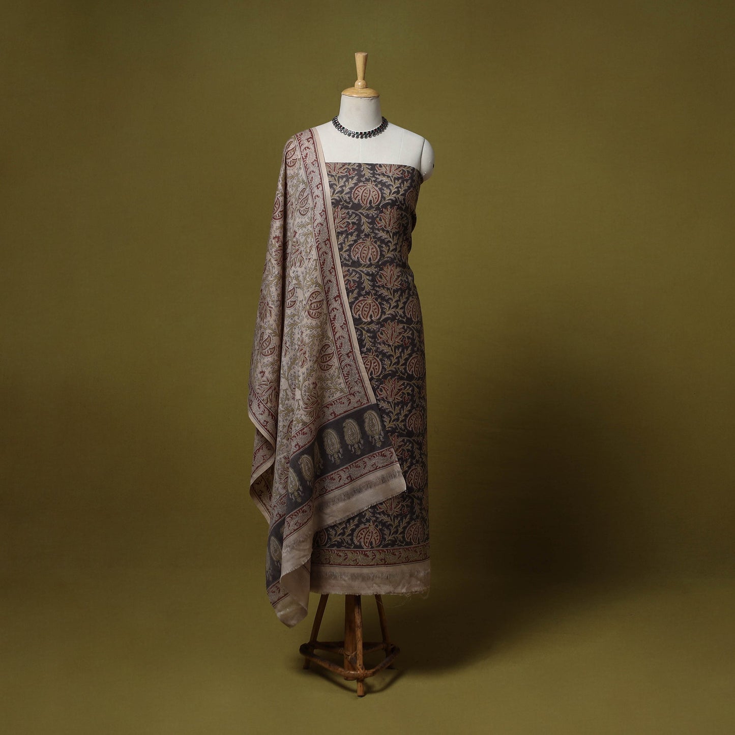 Merino wool pedana kalamkari 3pc unstitched dress material