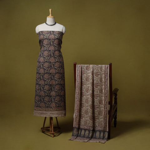 Merino wool pedana kalamkari 3pc unstitched dress material