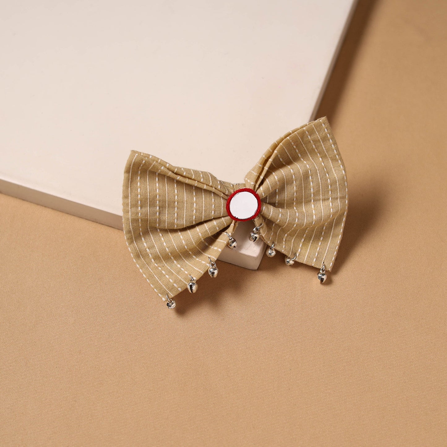 Mirror ghungroo work women’s bow hair clip 36 - handcrafted