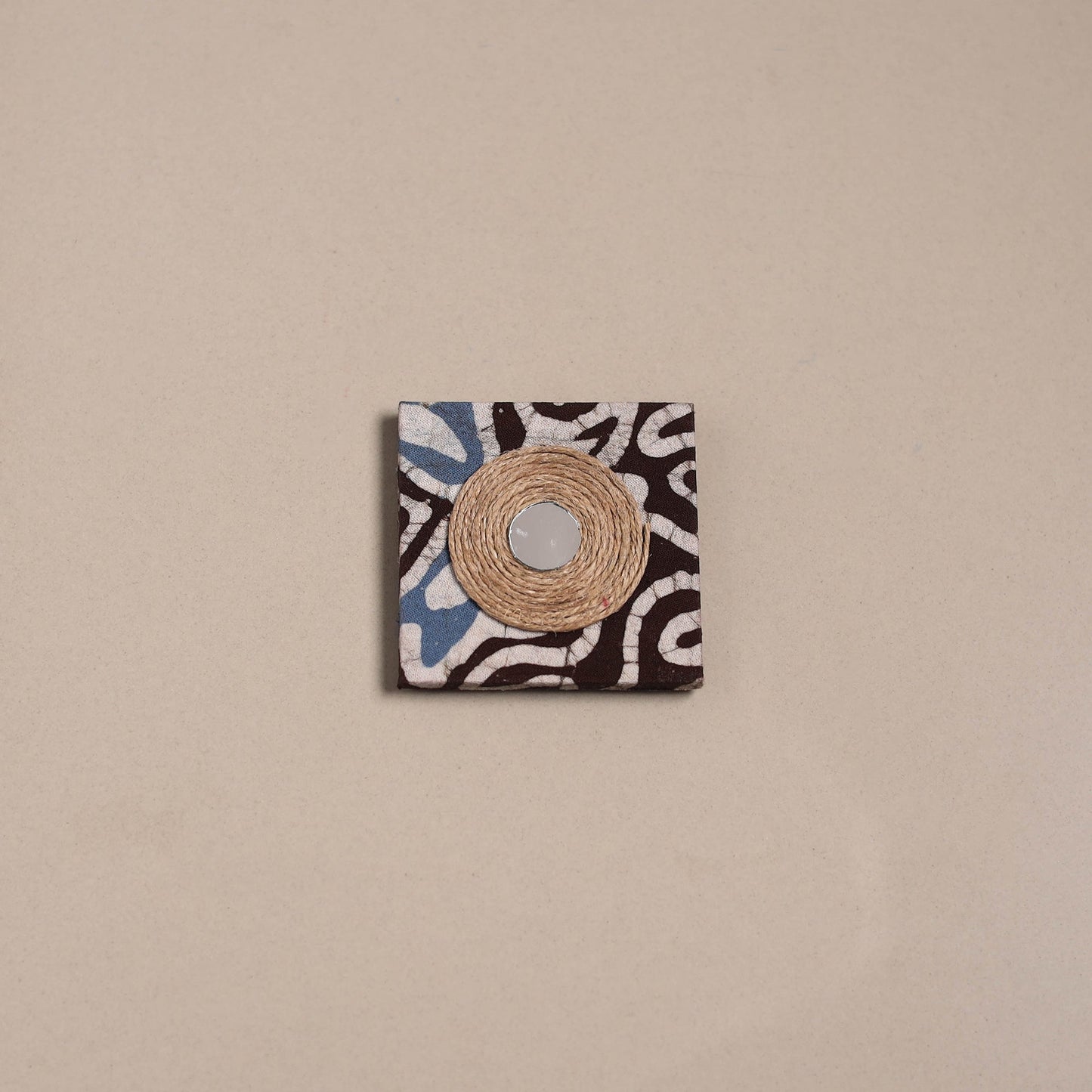 Brown - mirror work handmade fabart jute magnet 11