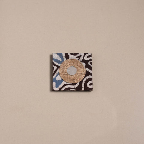 Brown - mirror work handmade fabart jute magnet 11