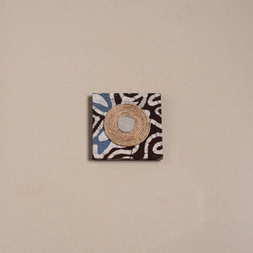 Brown - mirror work handmade fabart jute magnet 11