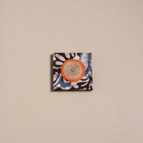 Mirror work handmade fabart jute magnet 26 - handcrafted