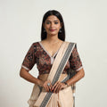 Brown - modal silk stitched blouse 09 - handcrafted