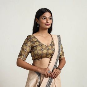 Brown Modal Silk Block Print Stitched Ajrakh Blouse Online