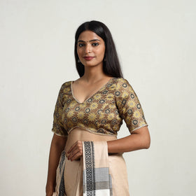 Brown Modal Silk Block Print Stitched Ajrakh Blouse Online