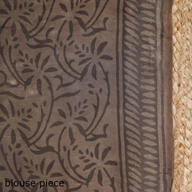 Brown - modal silk hand bagru saree 08 - handcrafted