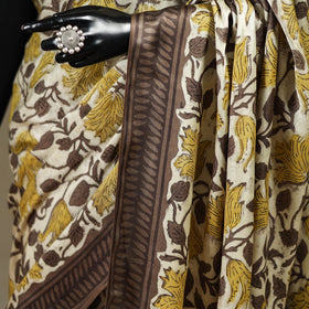 Brown - modal silk hand bagru saree 08 - handcrafted