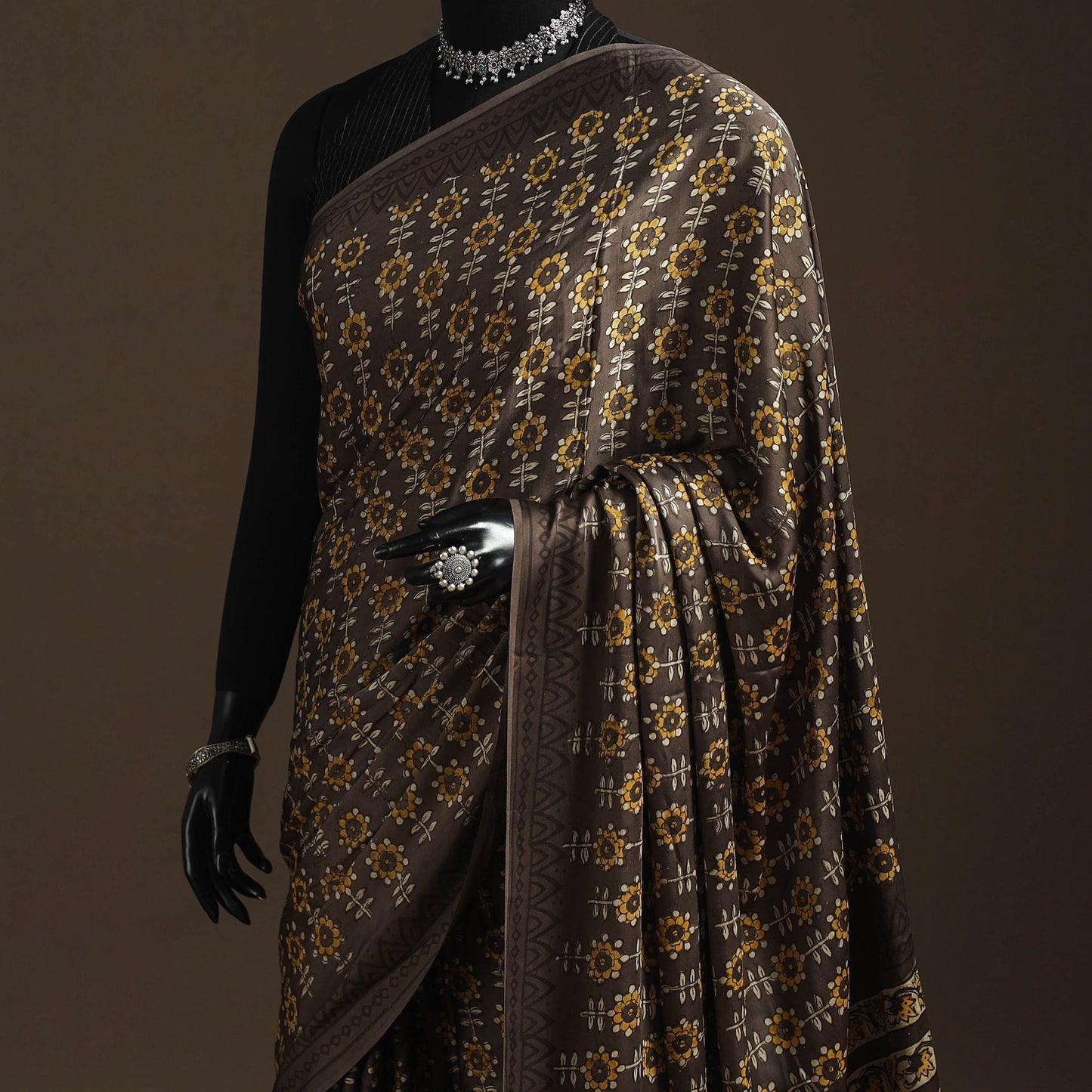 Modal silk hand bagru saree 21 - handcrafted