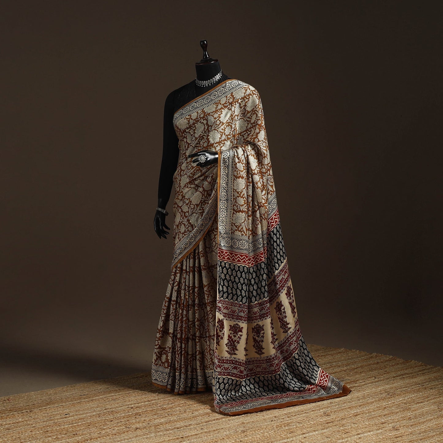 Modal silk hand bagru saree 24 - handcrafted