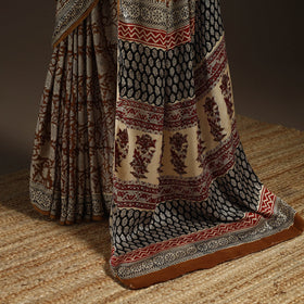 Modal silk hand bagru saree 24 - handcrafted