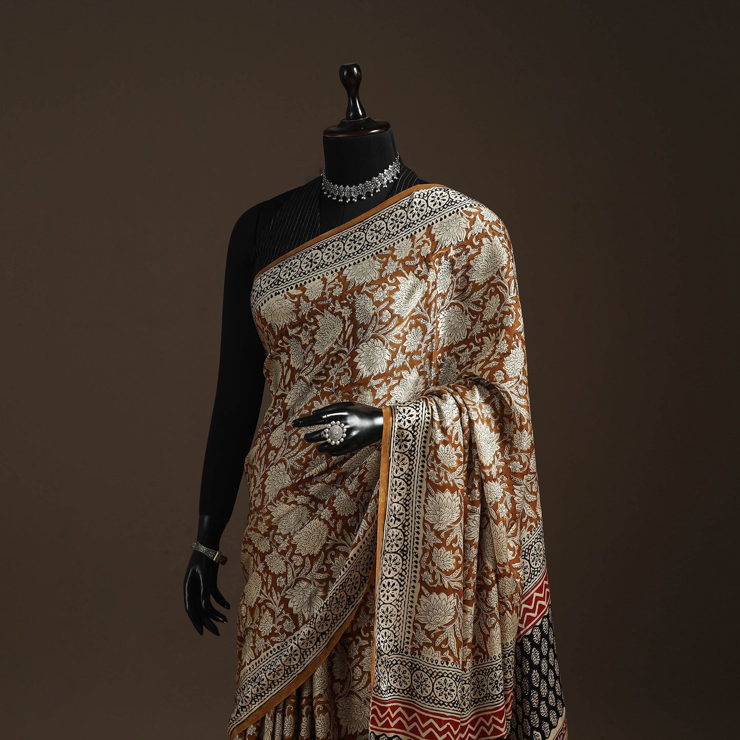 Modal silk hand bagru saree 24 - handcrafted