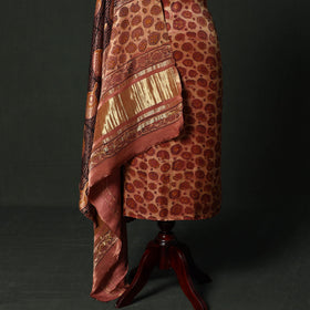 Modal silk hand block bagru print 2pc unstitched dress