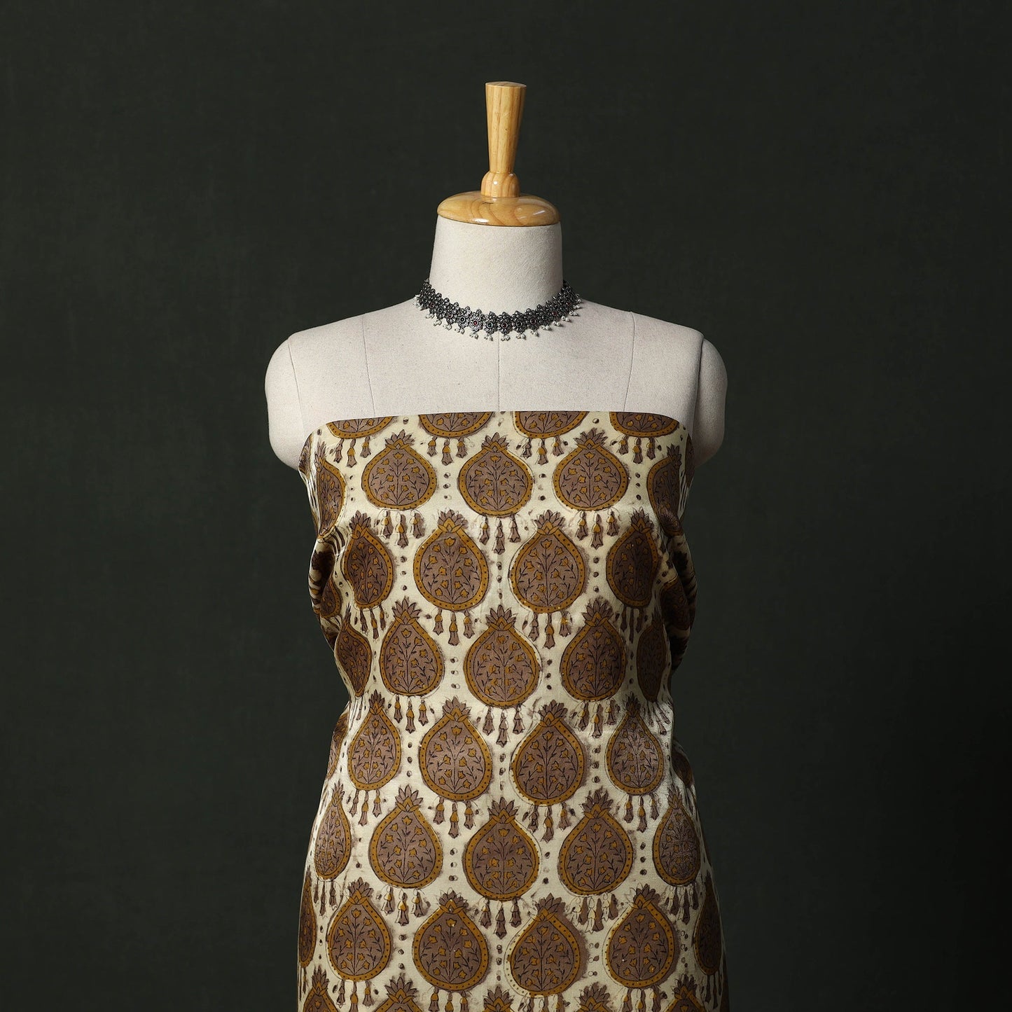 Modal silk hand block bagru print 2pc unstitched dress