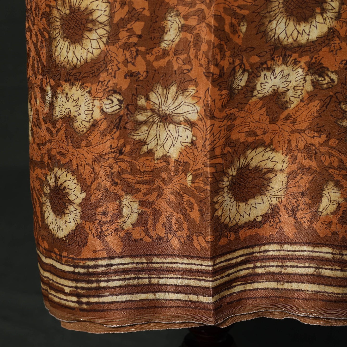 Modal silk hand block bagru print 2pc unstitched dress