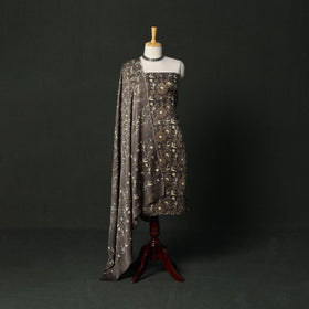 Modal silk hand block bagru print 3pc unstitched dress