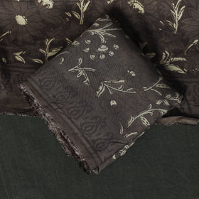 Modal silk hand block bagru print 3pc unstitched dress