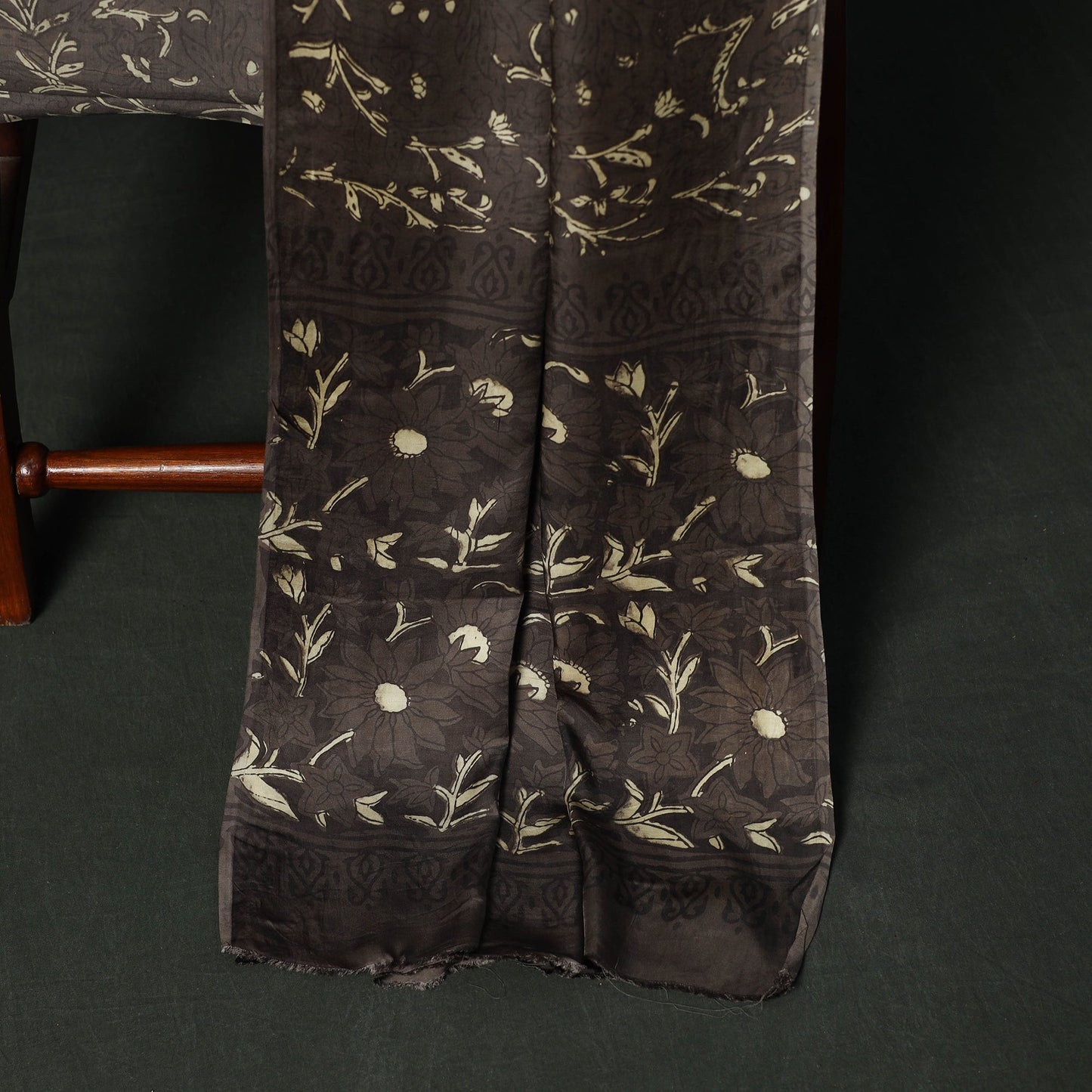 Modal silk hand block bagru print 3pc unstitched dress