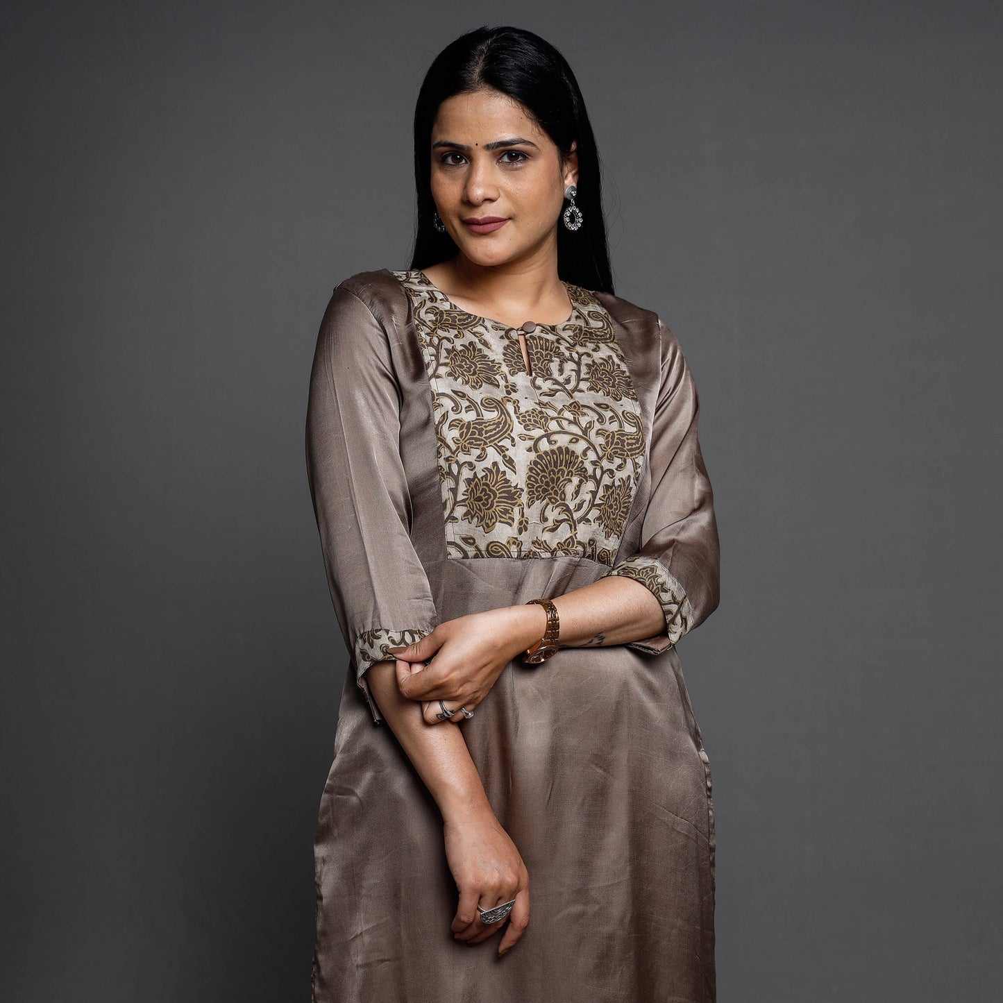 Buy Modal Silk Plain Long Kurta for Women