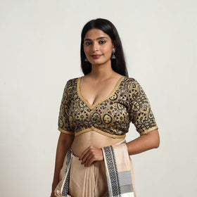 Brown Modal Silk Block Print Stitched Ajrakh Blouse 