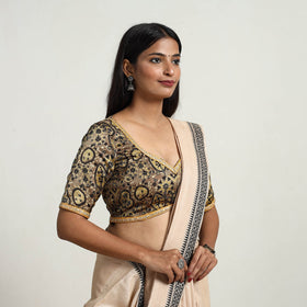 Brown Modal Silk Block Print Stitched Ajrakh Blouse 