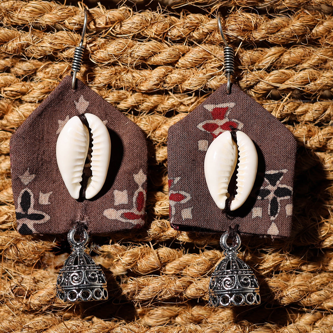 Tahira Handcrafted GS & Shell Work Fabart Earrings