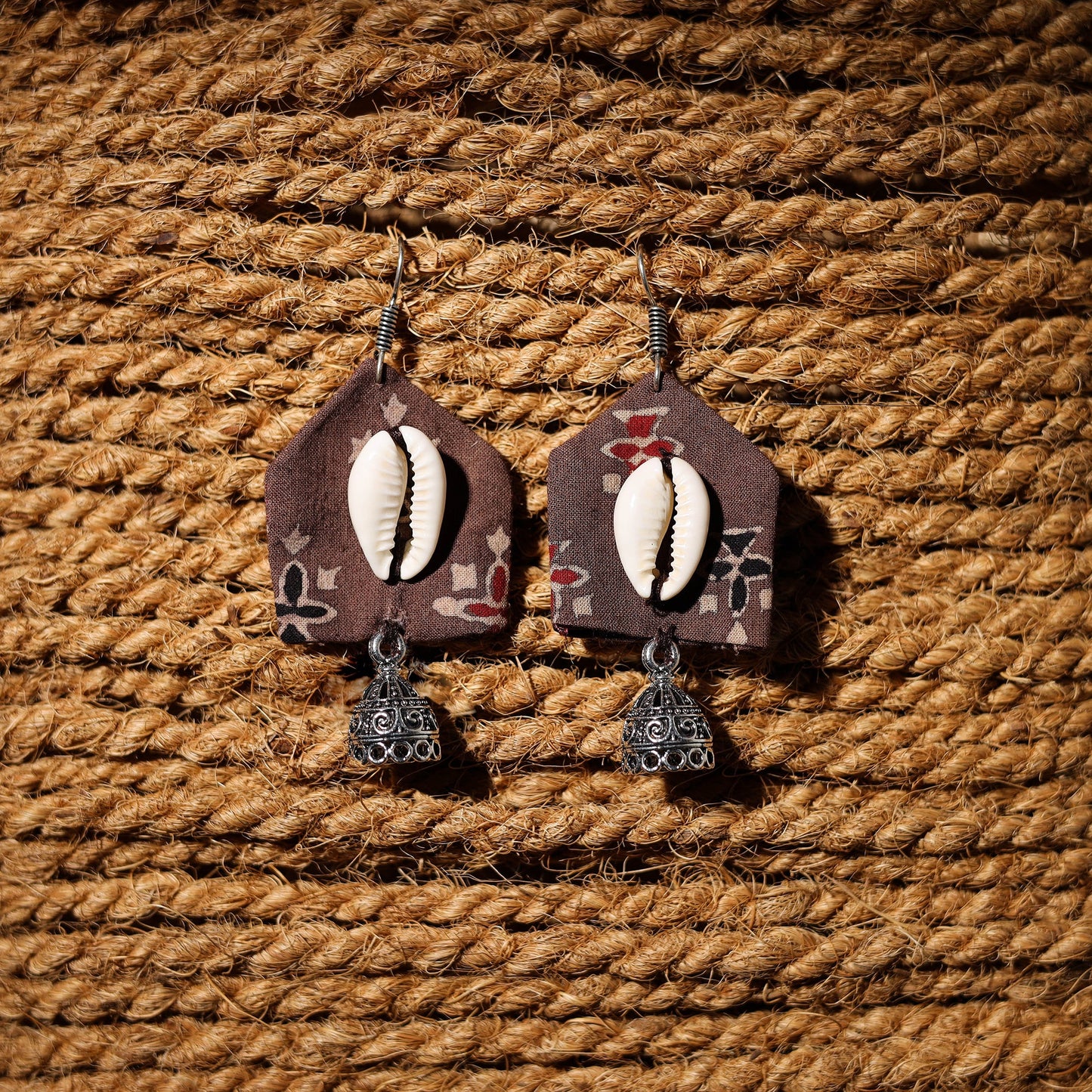 Tahira Handcrafted GS & Shell Work Fabart Earrings