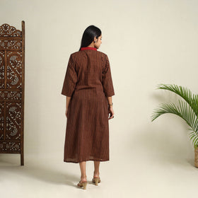  Brown Block Print Mul Cotton Bagh Dress