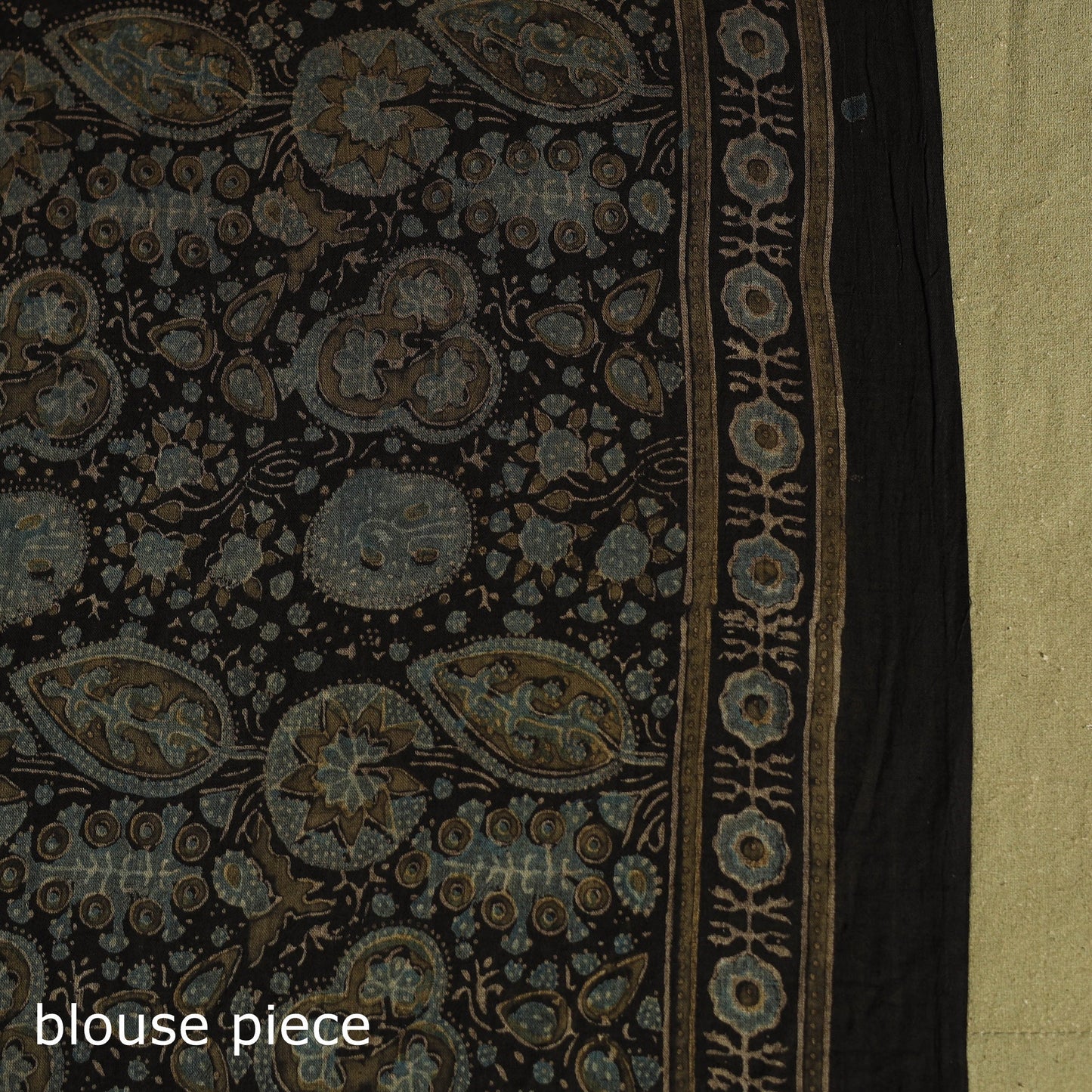  Brown Mul Cotton Block Print  Ajrakh Saree