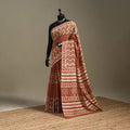 Brown - mul cotton dabu bagru saree 09 - handcrafted