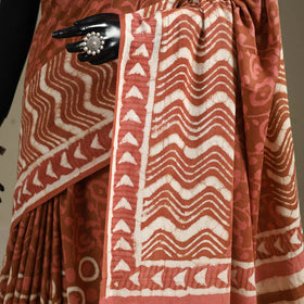 Brown - mul cotton dabu bagru saree 09 - handcrafted