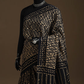 Brown - mul cotton hand batik saree 08 - handcrafted