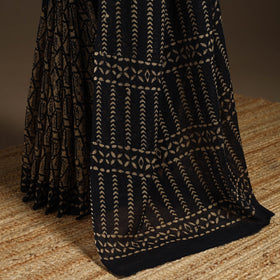 Brown - mul cotton hand batik saree 08 - handcrafted