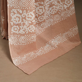 Brown - mul cotton hand batik saree 20 - handcrafted