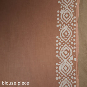 Brown - mul cotton hand batik saree 20 - handcrafted