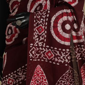 Brown - mul cotton hand batik saree 41 - handcrafted