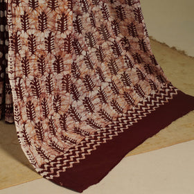 Brown - mul cotton hand batik saree 53 - handcrafted