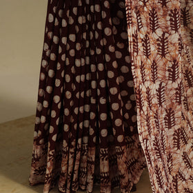 Brown - mul cotton hand batik saree 53 - handcrafted