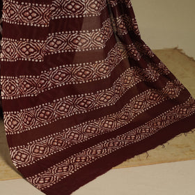 Brown - mul cotton hand batik saree 54 - handcrafted