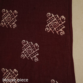 Brown - mul cotton hand batik saree 65 - handcrafted