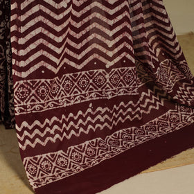 Brown - mul cotton hand batik saree 65 - handcrafted