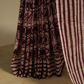 Brown - mul cotton hand batik saree 66 - handcrafted