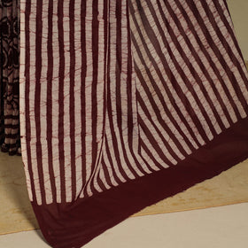 Brown - mul cotton hand batik saree 66 - handcrafted