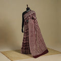 Brown - mul cotton hand batik saree 66 - handcrafted